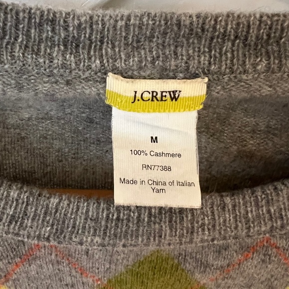 J Crew 100% Cashmere Argyle Sweater With Buttons - Picture 4 of 6